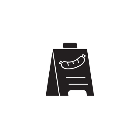 Restaurant billboard black vector concept icon. Restaurant billboard flat illustration, sign, symbolのイラスト素材
