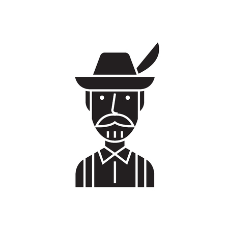 Robin hood black vector concept icon. Robin hood flat illustration, sign, symbolのイラスト素材