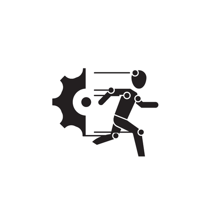 Robot technical units black vector concept icon. Robot technical units flat illustration, sign, symbolのイラスト素材