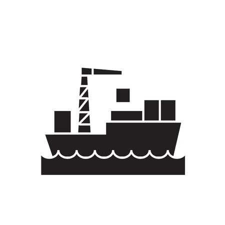Shipping container black vector concept icon. Shipping container flat illustration, sign, symbolのイラスト素材