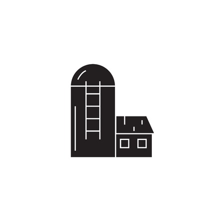 Silo, barn black vector concept icon. Silo, barn flat illustration, sign, symbolのイラスト素材
