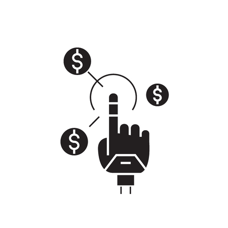 Simple earnings black vector concept icon. Simple earnings flat illustration, sign, symbolのイラスト素材