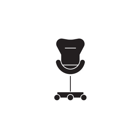 Rolling chair black vector concept icon. Rolling chair flat illustration, sign, symbolのイラスト素材