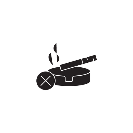 Stop smoking black vector concept icon. Stop smoking flat illustration, sign, symbolのイラスト素材