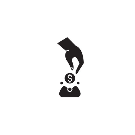 Small cash purse black vector concept icon. Small cash purse flat illustration, sign, symbolのイラスト素材
