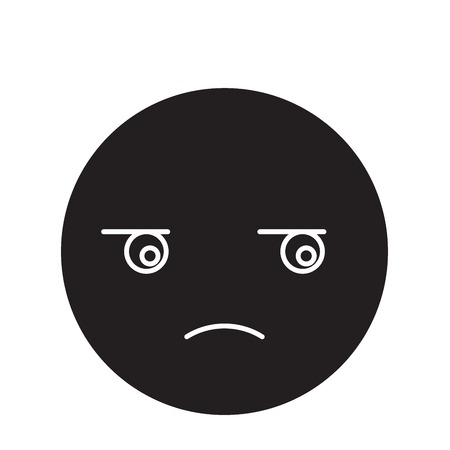 Suspicious emoji black vector concept icon. Suspicious emoji flat illustration, sign, symbolのイラスト素材