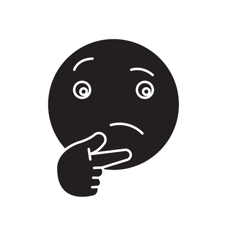 Thinking emoji black vector concept icon. Thinking emoji flat illustration, sign, symbolのイラスト素材