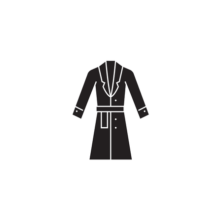 Topcoat, winter coat black vector concept icon. Topcoat, winter coat flat illustration, sign, symbolのイラスト素材