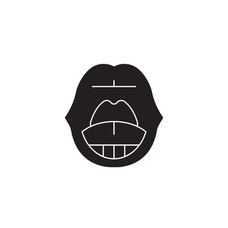 Sore throat black vector concept icon. Sore throat flat illustration, sign, symbolのイラスト素材