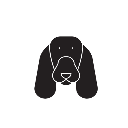 Spaniel black vector concept icon. Spaniel flat illustration, sign, symbolのイラスト素材
