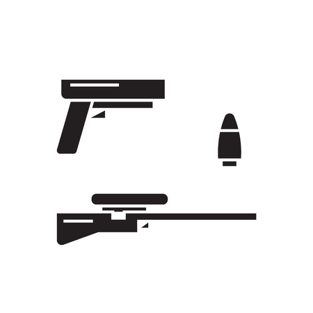 Types of weapons black vector concept icon. Types of weapons flat illustration, sign, symbolのイラスト素材
