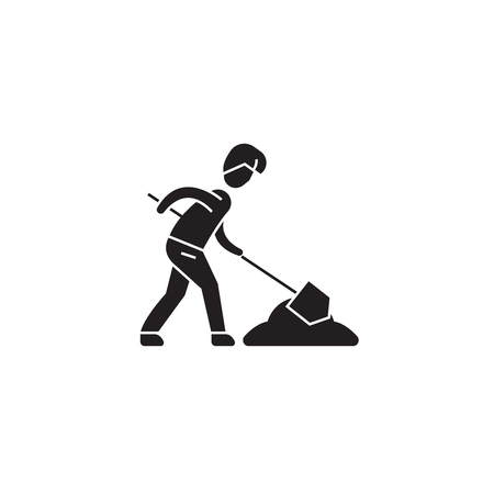 Searching treasures black vector concept icon. Searching treasures flat illustration, sign, symbolのイラスト素材