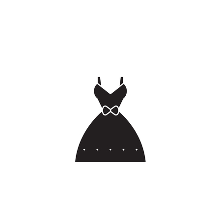 Wedding dress black vector concept icon. Wedding dress flat illustration, sign, symbolのイラスト素材
