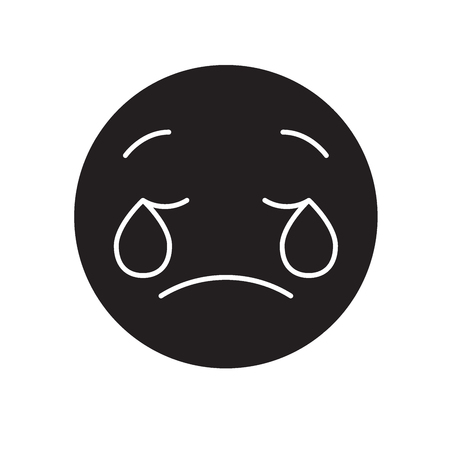 Weeping emoji emoji black vector concept icon. Weeping emoji emoji flat illustration, sign, symbolのイラスト素材