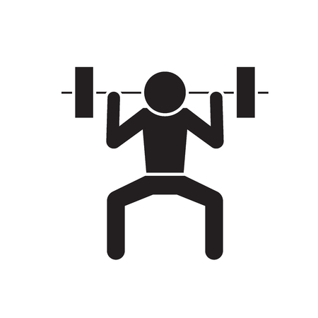 Weight lifting man black vector concept icon. Weight lifting man flat illustration, sign, symbolのイラスト素材