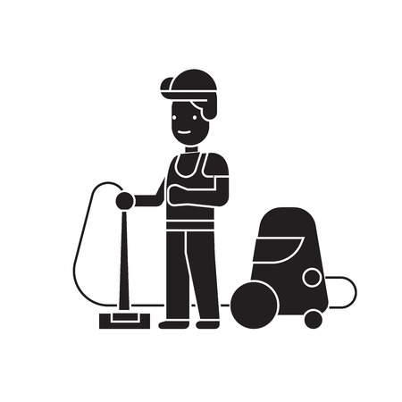 Welder and accessories black vector concept icon. Welder and accessories flat illustration, sign, symbolのイラスト素材