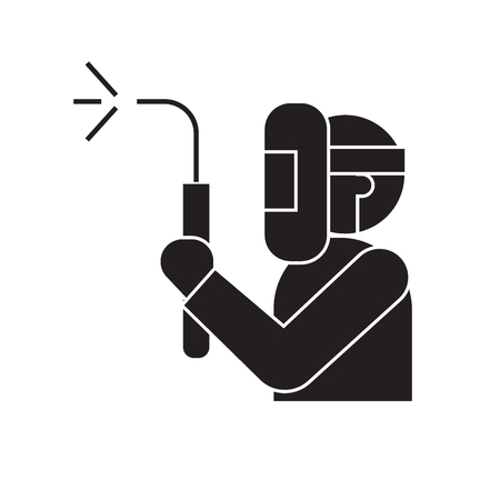 Welding service black vector concept icon. Welding service flat illustration, sign, symbolのイラスト素材