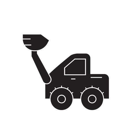 Wheel loader black vector concept icon. Wheel loader flat illustration, sign, symbolのイラスト素材