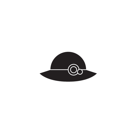 Woman hat black vector concept icon. Woman hat flat illustration, sign, symbolのイラスト素材