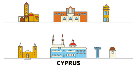 Cyprus flat landmarks vector illustration. Cyprus line city with famous travel sights, design skyline.のイラスト素材