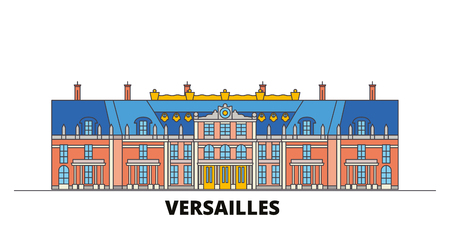 France, Versailles  flat landmarks vector illustration. France, Versailles  line city with famous travel sights, design skyline.のイラスト素材