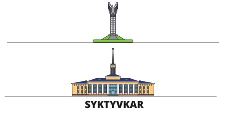 Russia, Syktyvkar flat landmarks vector illustration. Russia, Syktyvkar line city with famous travel sights, design skyline.のイラスト素材