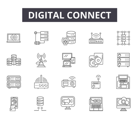 Digital connect line icons for web and mobile. Editable stroke signs. Digital connect  outline concept illustrationsのイラスト素材