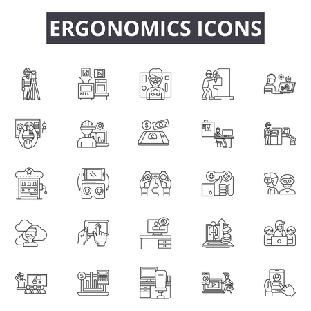 Ergonomics icons line icons for web and mobile. Editable stroke signs. Ergonomics icons  outline concept illustrations