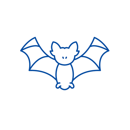 Bat line concept icon. Bat flat  vector website sign, outline symbol, illustration.のイラスト素材