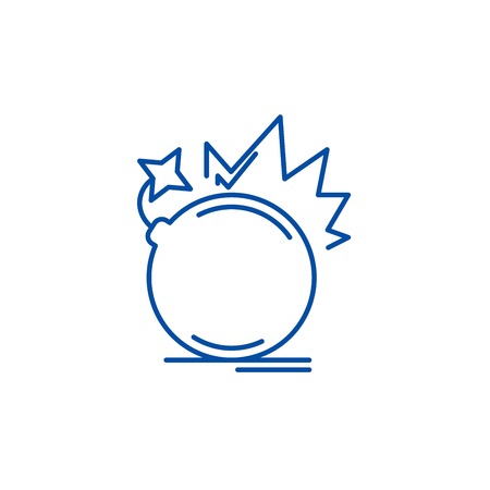 Bomb line concept icon. Bomb flat  vector website sign, outline symbol, illustration.のイラスト素材