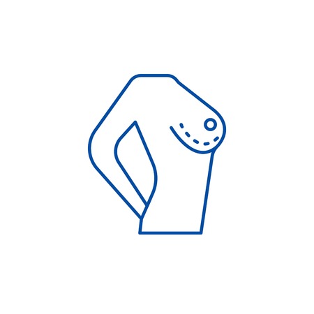 Breast correction line concept icon. Breast correction flat  vector website sign, outline symbol, illustration.のイラスト素材