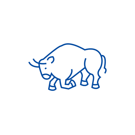 Bull fight,spain line concept icon. Bull fight,spain flat  vector website sign, outline symbol, illustration.のイラスト素材