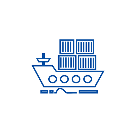 Cargo delivery by sea ship line concept icon. Cargo delivery by sea ...