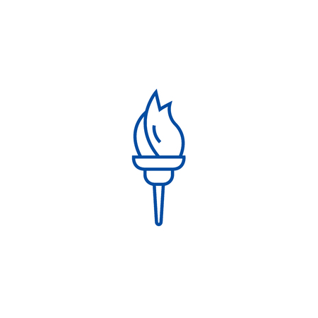 Torch line concept icon. Torch flat  vector website sign, outline symbol, illustration.のイラスト素材