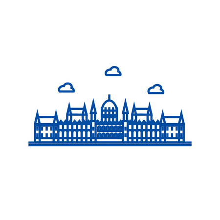 London parliament line concept icon. London parliament flat  vector website sign, outline symbol, illustration.のイラスト素材