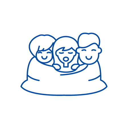 Love triangle line concept icon. Love triangle flat  vector website sign, outline symbol, illustration.のイラスト素材