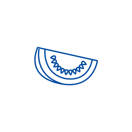 Melon line concept icon. Melon flat  vector website sign, outline symbol, illustration.のイラスト素材