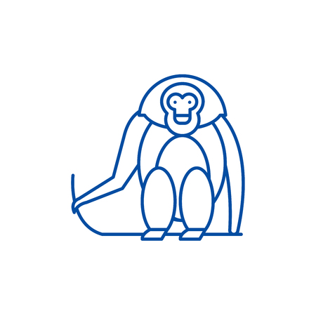 Monkey line concept icon. Monkey flat  vector website sign, outline symbol, illustration.のイラスト素材