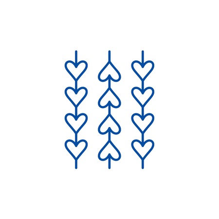 Ornament from hearts line concept icon. Ornament from hearts flat  vector website sign, outline symbol, illustration.のイラスト素材