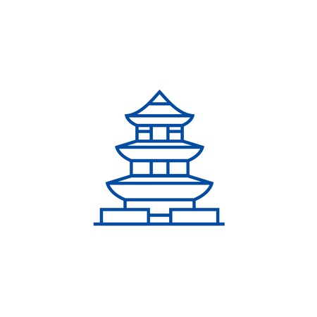 Pagoda,japan line concept icon. Pagoda,japan flat  vector website sign, outline symbol, illustration.のイラスト素材