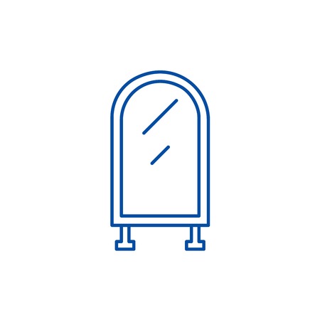 Floor mirror line concept icon. Floor mirror flat  vector website sign, outline symbol, illustration.のイラスト素材