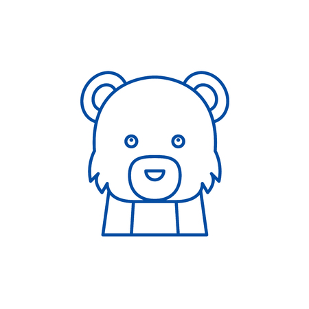 Funny bear line concept icon. Funny bear flat  vector website sign, outline symbol, illustration.のイラスト素材