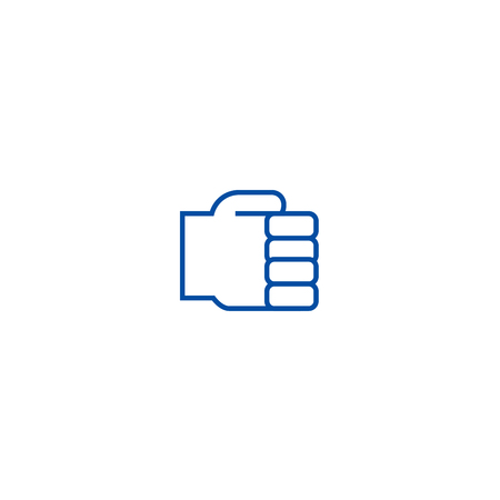 Holding hand line concept icon. Holding hand flat  vector website sign, outline symbol, illustration.のイラスト素材
