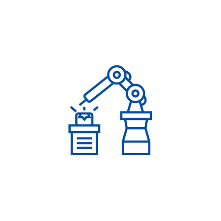 Industrial automation line concept icon. Industrial automation flat  vector website sign, outline symbol, illustration.のイラスト素材