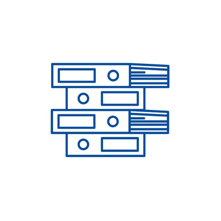 Document folders line concept icon. Document folders flat  vector website sign, outline symbol, illustration.のイラスト素材