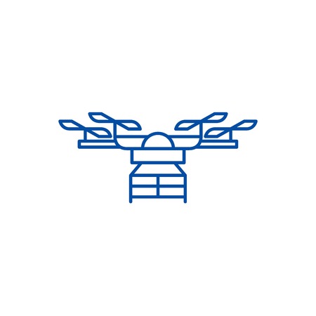 Drone line concept icon. Drone flat  vector website sign, outline symbol, illustration.のイラスト素材