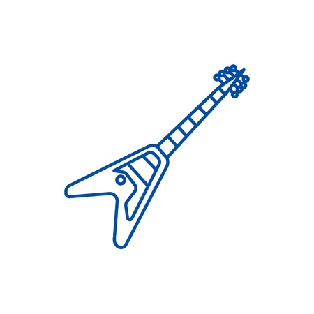 Electric guitar line concept icon. Electric guitar flat  vector website sign, outline symbol, illustration.のイラスト素材