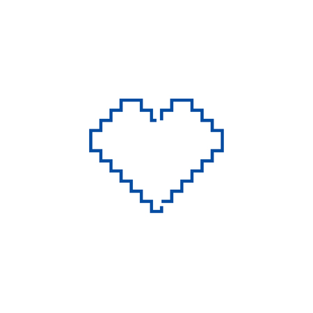 Pixel heart line concept icon. Pixel heart flat  vector website sign, outline symbol, illustration.のイラスト素材