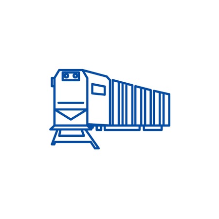 Railway logistics,train,cargo line concept icon. Railway logistics,train,cargo flat  vector website sign, outline symbol, illustration.のイラスト素材