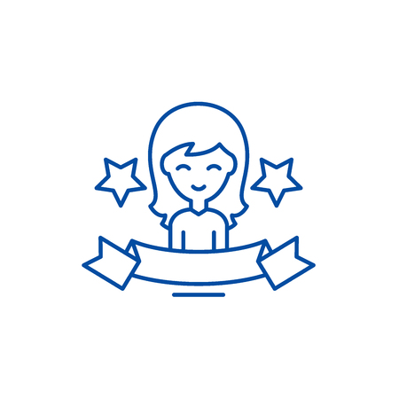 Riding on the board line concept icon. Riding on the board flat  vector website sign, outline symbol, illustration.のイラスト素材